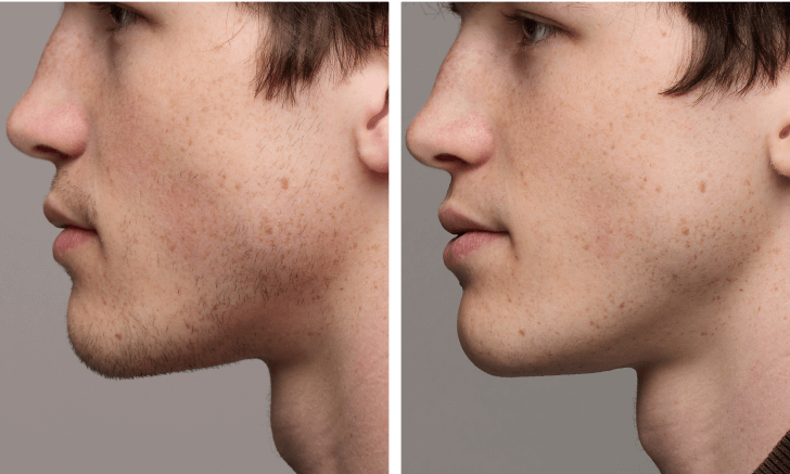 IPL hair removal results on face before and after