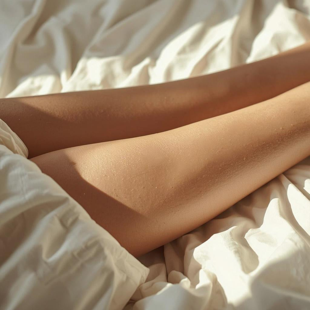 Close-up of smooth legs resting comfortably in natural light