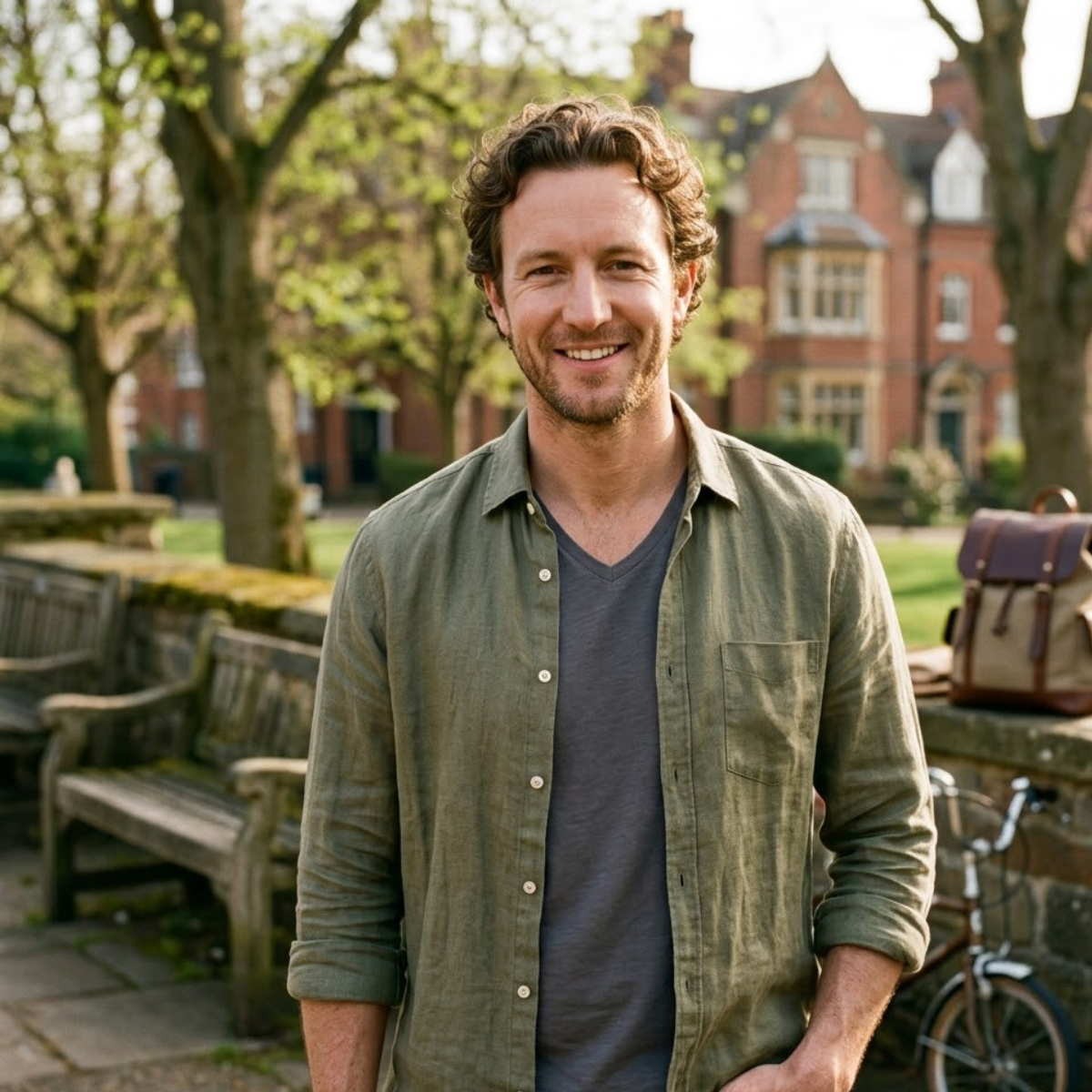 “Confident man with smooth chest outdoors, showcasing hair removal results